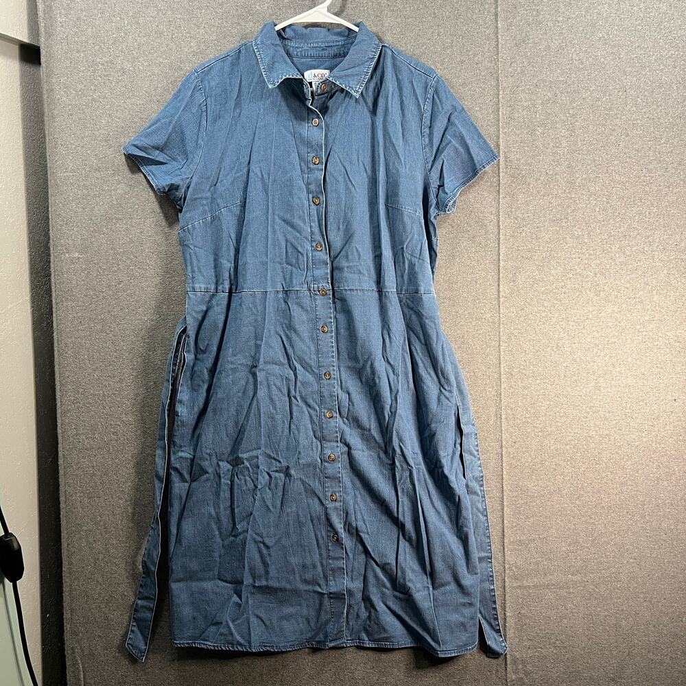 Denim & Co. Lyocell Swing Shirt Dress Medium Wash Size Medium